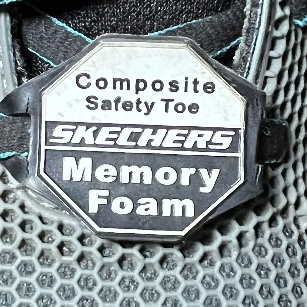 Skechers Work Shoes Womens Size 7 Blue Gray Composite Safety Toe Memory Foam PPE
